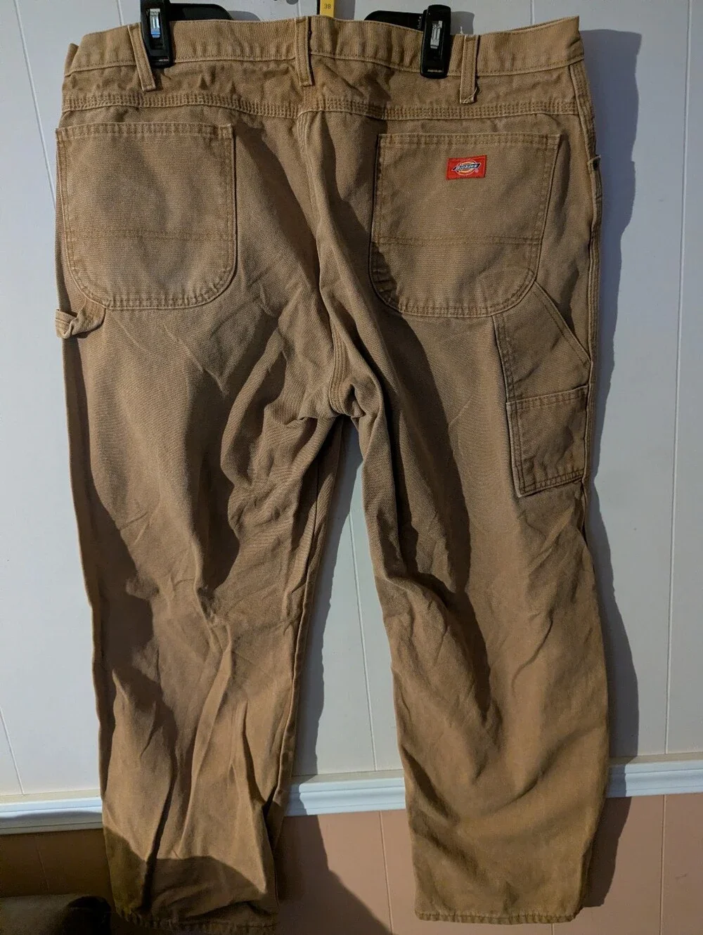 Vintage Mens Dickies Carpenter Pants Tan Heavy Duty Canvas Work Size 42x32